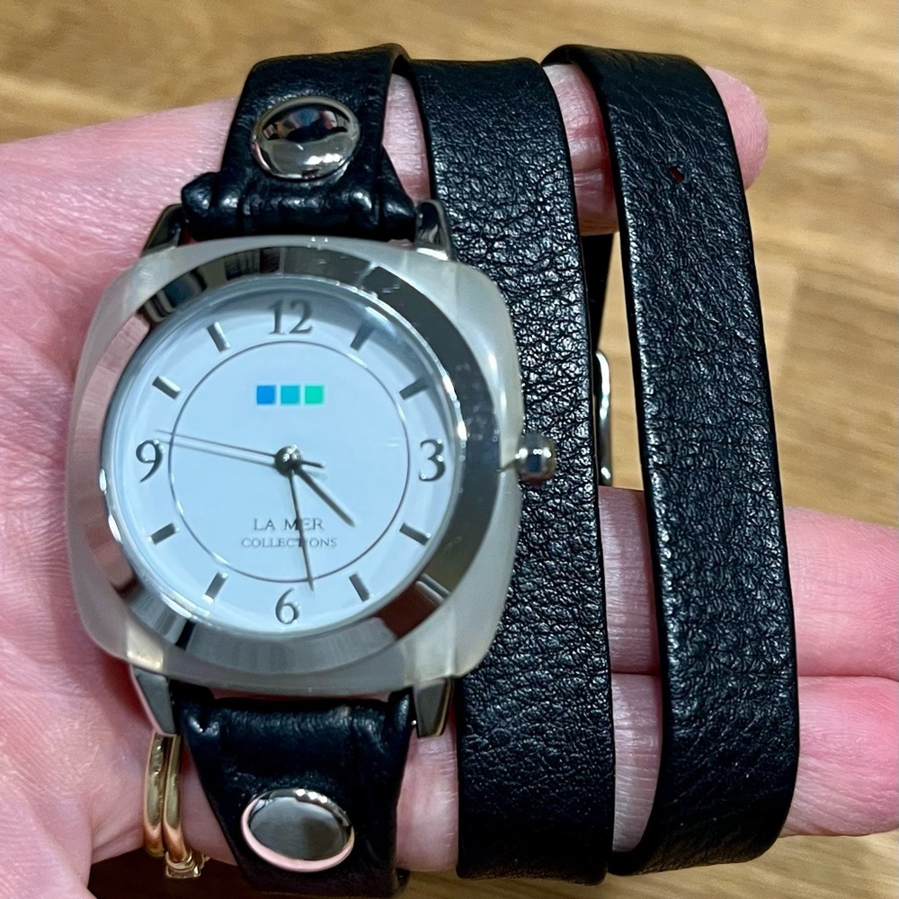 La Mer Collections Black & Silver Odyssey Wrap Analog Watch with New Battery - Picture 13 of 15